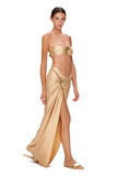 2025 New Sexy Tube Top Bikini set and Skirt Swimwear Women Metal Decoration Bodysuit Lace-up Bathing Suit Beachwear Biquini