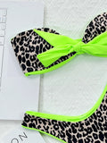 2026 Sexy Bikini Bandeau Women Leopard Bowknot Swimwear Swimsuit Bikinis Set Bathing Suit Bikini Female Push Up Banadores Mujer