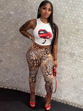 Sexy Leopard Print Knee-length Leggings Women 2026 Fitness Sports Yoga Tights Short Pants Streetwear Y2K Ladies Black Trousers