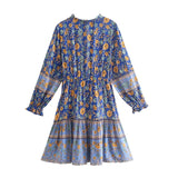 Foridol Bohemian Printed Floral Women Long Dress with Sleeve Spring Summer New in Midi Vestidos Casual Beach Boho Dress Women
