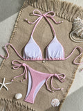 Sexy Pink White Bikini Set 2026 Women Shell Ornament Push Up Tie Side Thong Swimsuit Summer Bathing Suit Holiday Micro Swimwear