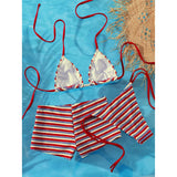 S - XL With Shorts Striped Halter Bikini Women Swimwear Female Swimsuit Three-pieces Bikini set Bather Bathing Suit Swim V8130