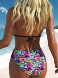 Vintage Black Polka Dot Print Bikini Set 2026 Women Tie Strap Push Up Bra Hollow Out High Waist Swimsuit Bathing Suit Swimwear