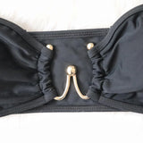 2026 Sexy Bikini Bandeau Women Black Swimwear Swimsuit Metal Decor Bikinis Set Bathing Suit Beach Bikini Female Push Up Biquinis