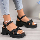 Fashion Mixed Color Platform Sandals Women Ankle Buckle Thick Sole Rome Sandals Woman Summer Open Toe Cross Band Sandalias Mujer