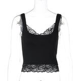 FDYOUI Chic Lace Patchwork Tank Tops for Women 2026 Summer Sleeveless Slim T-shirt Ladies Crop Top Y2K Streetwear Pink Corset
