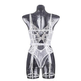 Toucheart Lace Sexy Skinny Babydoll Bodysuit Embroidery Erotic Private Adult Suit Solid Color Patchwork High Waisted Sexy Set