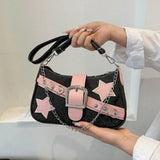 Fashion Women's Handbags Denim Stars Pattern Cool Girls Underarm Bag Female Small Shoulder Hobo Bags Chain Tote Bag