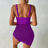 2026 Sexy Swimsuit One Piece V-neck Drawstring Swimwear Women Bathers Bathing Swimming Swim Suit Female Beachwear XXL