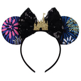 2025 New Style Mickey Minnie Ear Headband Sequin Bows Girl Adult Kids Halloween Party Cosplay Hair Accessories Princess Hairband