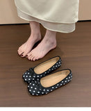 New Butterfly-knot Women Dot Ballet Flats Comfort Square Toe Slip on Shoes Ladies Eelgant Soft Sole Dress Mary Jane Shoes