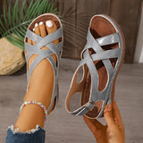 Rome Style Cross Strap Wedges Sandals Women Summer Lightweight Platform Sandles Woman Plus Size 43 Peep Toe Gladiator Sandals