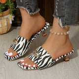 Fashionable High Heel Sandals Women's Summer Beach Shoes Thin Heel Large Size Ladies Slippers