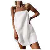 Y2k Camisole Dress Women Cotton Linen Casual Vacation Cute Spaghetti Strap Dresses Summer Trendy Beach Short Sundress 2024 Hot