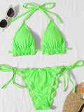 Halter String Ruffled Frilled Bikini 2026 Women Swimsuit Female Swimwear Two Pieces Bikini Set Padded Bather Bathing Suit Swim