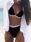 2025 Push Up High Waist Bikini Women Swimsuit Female Swimwear Two Pieces Bikini Set Halter Bra Cup Bathing Suit Swim Beach Wear