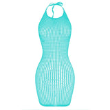 1PC Women Sexy Fishnet Beach Cover Up Hollow Out Bodycon Dress See Through Summer Swimwear