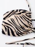 3pack Zebra Stripe Bikini Women Lace Up Swimsuit Beach Skirt 2026 Swimwear Female Padded Bathing Suit Swimming Beachwear Summer