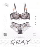 MOYISU Summer Lingerie Set Sheer French Lace Minimiser Bra Briefs Ultra Thin Sexy Women's Underwear Big Bust Sexy Tushy & Panty