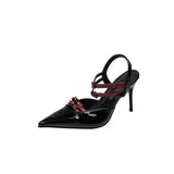 2026 Spring/Summer New Pointed Toe Double Buckle Women's Stiletto Sandals Casual Fashion Women's Open   Sandals