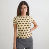 2026 Summer Women's Tops Round Neck Short Sexy Polka Dot T-Shirt Tops