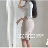WOMENGAGA Mid Length Skirt For Elegance Apricot Slim Mini Dress Sweet Sexy Korean Women 2023 Skirts High Waist Fashion HGR0