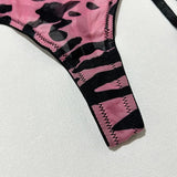 Toucheart Erotic Lingerie Leopard Print 5-piece Set with Gloves and Stockings Tie-dye Printed Sexy Hot Lingerie Suit for Women