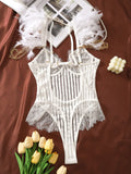 Fashionable New Sexy Lace Spliced Flower Embroidery Mesh Backless Deep V Suspenders Sleeveless Bodysuits Charming Casual H2F1