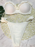 Leopard Ruffled Bra Cup Bikini 2025 Women Bandeau Swimsuit Female Swimwear Two Pieces Bikini Set Push Up Bathing Suit Swim Lady