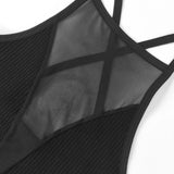 New Sexy Mesh Camisole Crop Top Corset Ribbed Backless Underwear Hot Fashion Women Casual BrassiereTank Top Bralette Lingerie