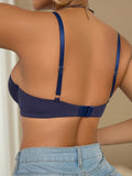 Women's 3/4 Cup pure cotton Shaping solid color Underwire Blue Breathable and Comfortable Bra push up brassere MR3589