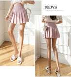 Women High Waist Pleated Skirt with Safety Shorts, Black A Line Mini Skort for Casual Office School Style Outfits