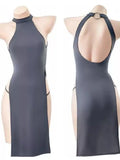 High Slit Cheongsam Uniform Temptation Erotic Nightdress Women Sexy Lingerie Dress+Panties Set Porn Sex Nightie