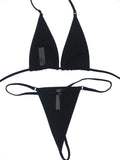Women's Sexy Backless Triangle Bikini Set 2-Piece Strap Micro Swimsuit with Bottom for Summer Pool Parties And Beach Vacations