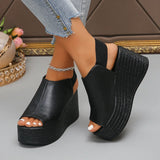 Fish Mouth Leopard Fashion Casual Wedge Heel Slippers for Women's 2026 Summer New Open Toes Breathable Comfortable Beach Sandals