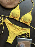 New Solid Color Bikini Set 2026 Women's Swimsuit Hanging Neck Rope Split Swimsuit 2-piece Set Summer Beachwear