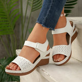 White Wedges Sandals for Women Summer Ankle Strap Thick Sole Gladiator Sandals Woman Plus Size 43 Casual Platform Sandles Female