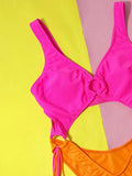 Tummy Cut Out Splicing Fringe Tassel Women Swimwear One Piece Swimsuit Female Monokini High Leg Cut Bathing Suit Swim Beach Wear