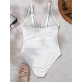 S - XL New Sexy Mesh Sheer V Neck Women Swimwear One Piece Swimsuit Female High Leg Cut Monokini Bather Bathing Suit Swim V5136