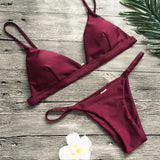 DEKA Women Sexy Solid Mini Micro Bikini Set Push-up padded Bra Thong Split Swimwear Female Bandage Bathing Suit Lacing Swimsuit
