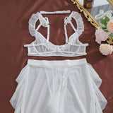 Toucheart Erotic Lingerie Versatile Hot Girls See-through Mesh Hollow Bodyshaping Pure Desire Sexy Delicate Underwear Split Kit
