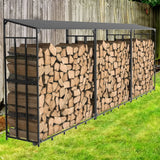 Heavy Duty Tall Metal Firewood Rack With Top Cover Outdoor