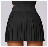 Sports Tennis Short Skirt Women's Summer Pleated Fake Two-piece Quick Drying Skort Fitness High Waist Pocket Yoga Running Skirts