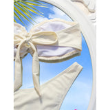 New 3D Flowers Bandeau High Leg Cut Bikini Female Swimsuit Women Swimwear Two-Pieces Bikini Set Bather Bathing Suit Swim V6225