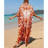 2026 New Colorful Kaftan Tunic Beach Dress Beach Wear Beachwear Beach Cover Up Cover-upsLoose Maxi Dress Female Women V4428
