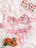 Sexy Lace Lingerie Bra And Panty Sets Women Underwear Flower Embroidery Bralette Set