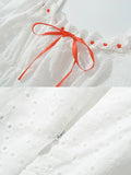 Foridol Bowknot White Summer Women's Dresses 2025 Square Collar Cotton Hollow Out Short Dress New in Vintage Beach Dress