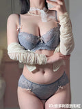 Aesthetic French Lace Minimizer Bra - Thin Strap Bralette Reduces Full Bust, Elegant Lift & Seamless Design MOYISU Sexy Panty BB