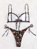 Sexy Floral Print Push Up Bikini Sets Women Swimwear Two Pieces Swimsuit Low Waist Bather Beach Bathing Suit Summer 2025 New