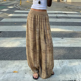 Low-waisted, loose-fitting, wide-slip casual trousers, lightweight woven trousers
